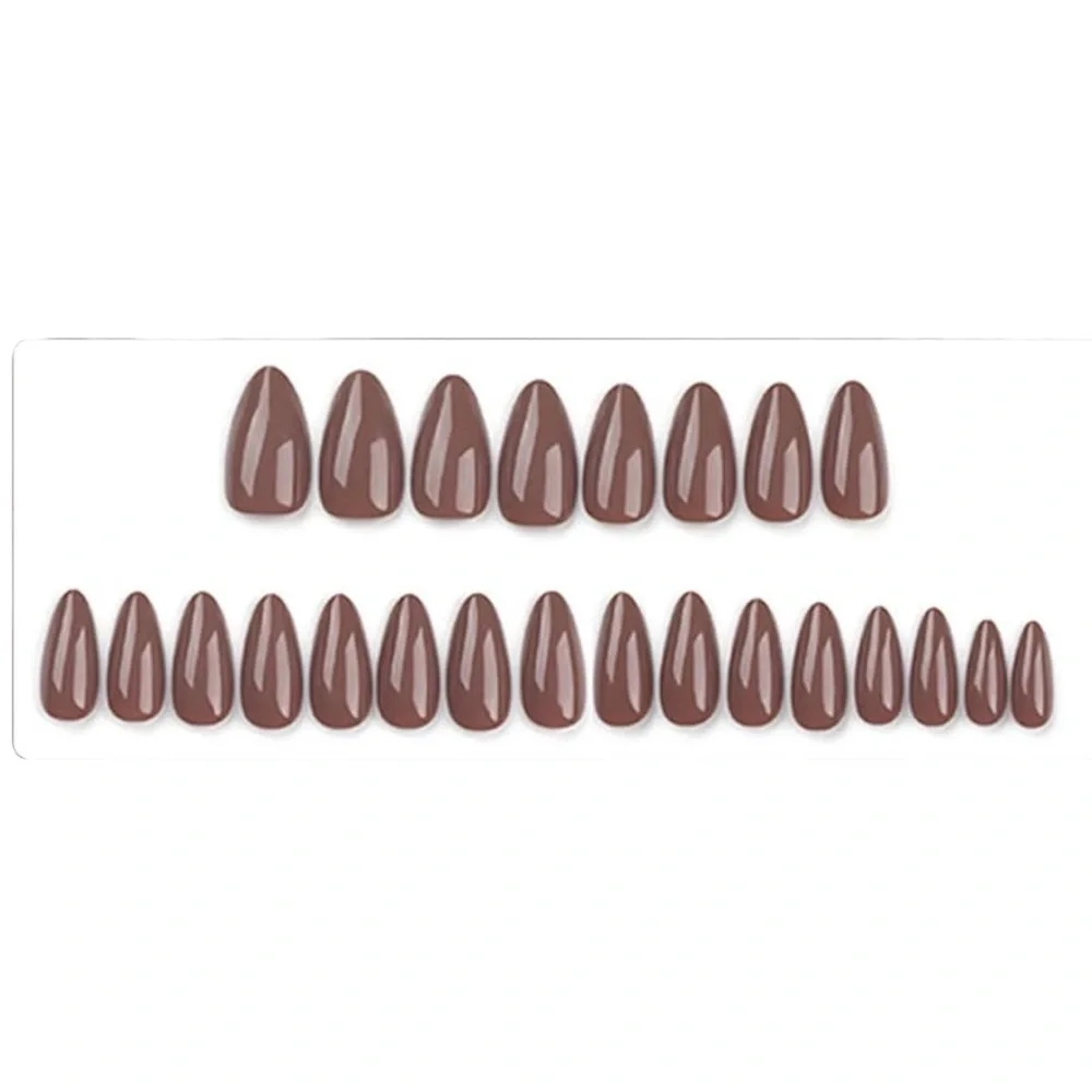 Glossy Brown Press-On Nails